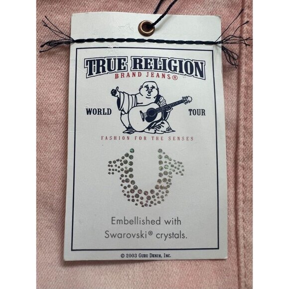 NWT True Religion Swarovski Crystals Leggings Pink Skinny Jeans Misses Size 25 - Picture 3 of 15